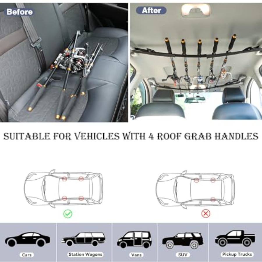 Fishing Pole Holder for Car, C - Fishing Rod Rack のレビューと価格
