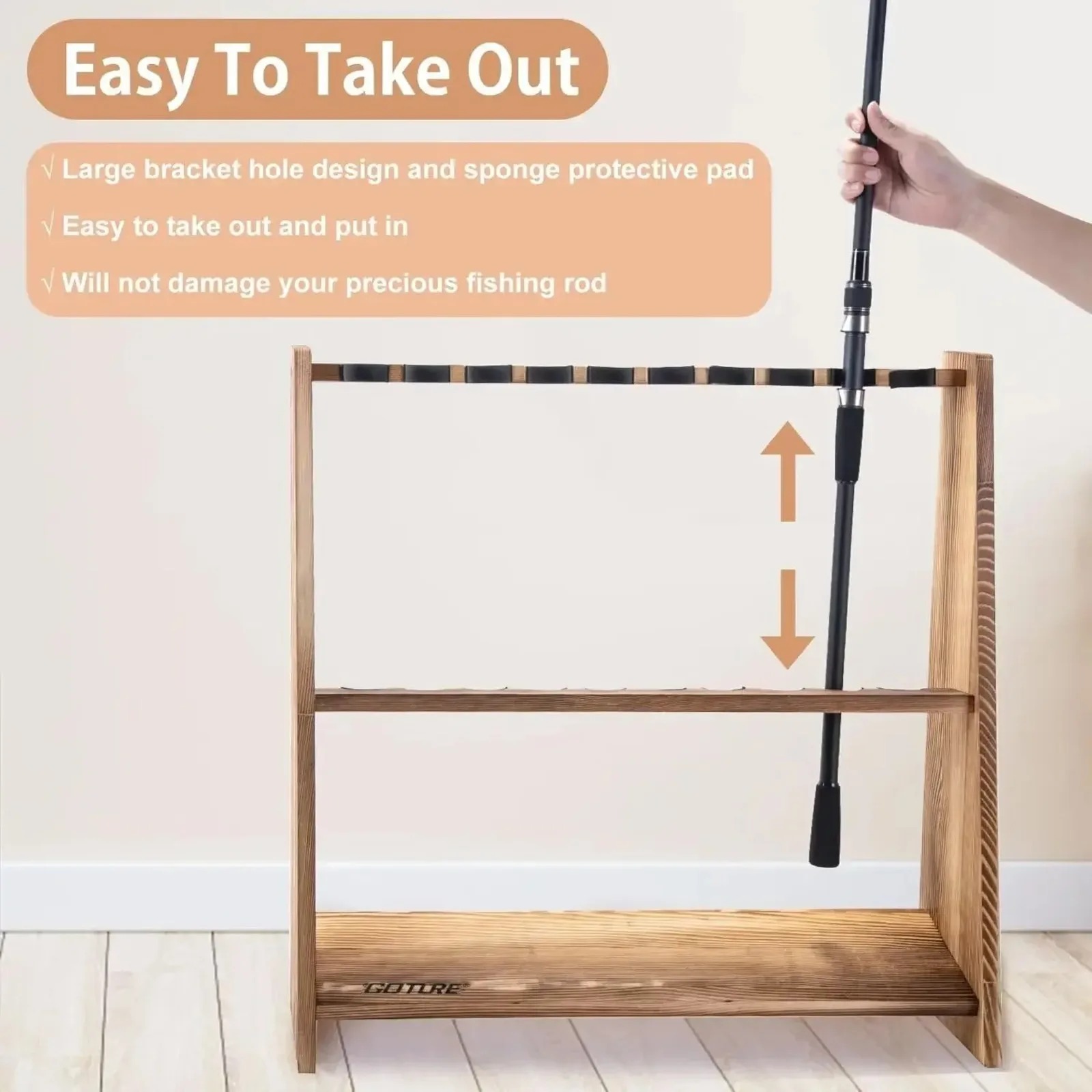 Goture 10 Slots Carbonized Pin - Fishing Rod Rack のレビューと価格