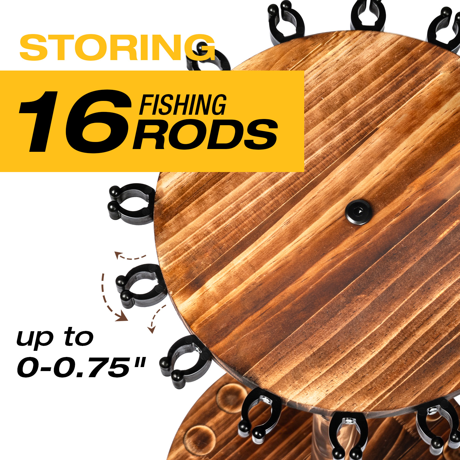 Round Carbonized Wood Fishing  - Fishing Rod Rack のレビューと価格