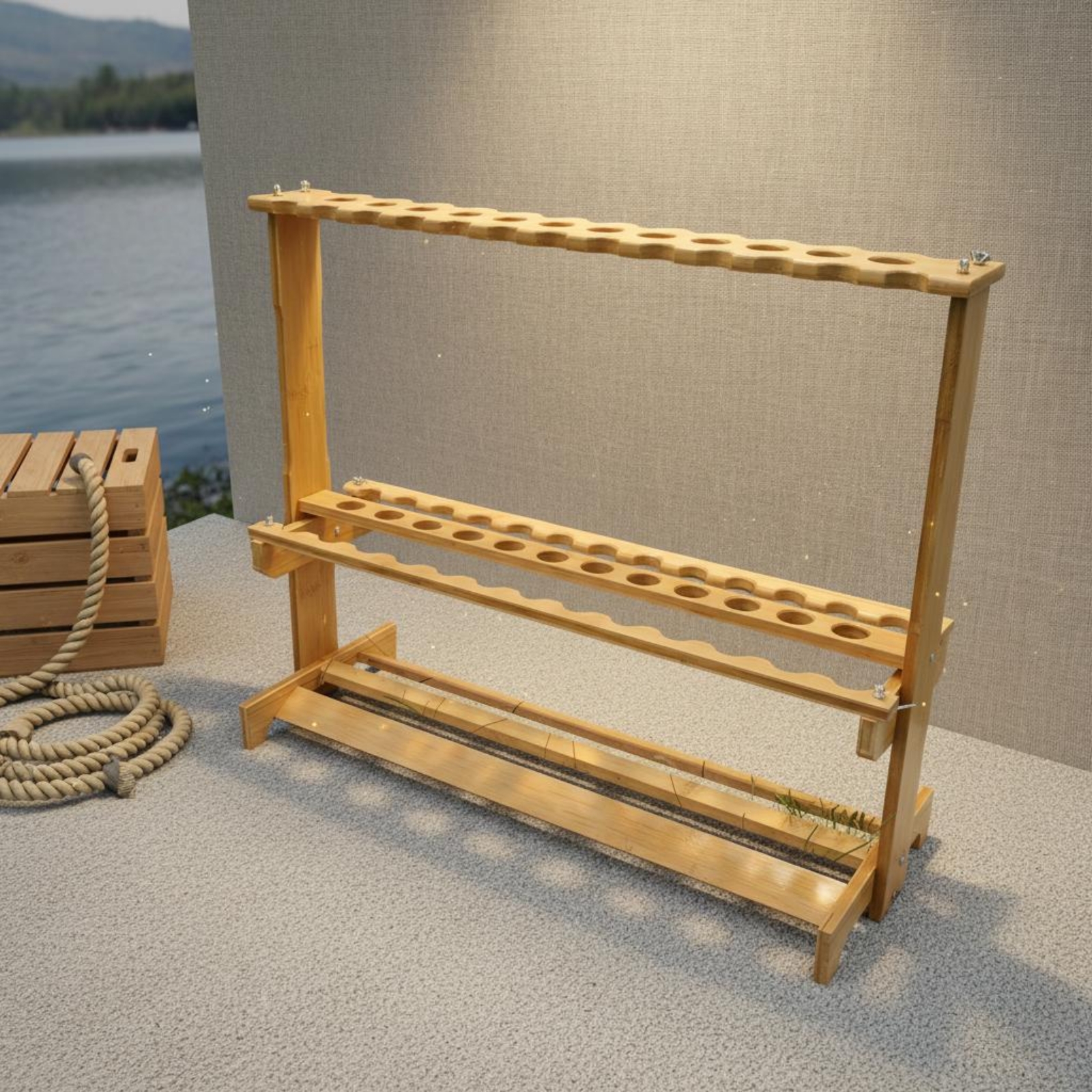 Bamboo Fishing Rod Rack Circul - Fishing Rod Rack のレビューと価格