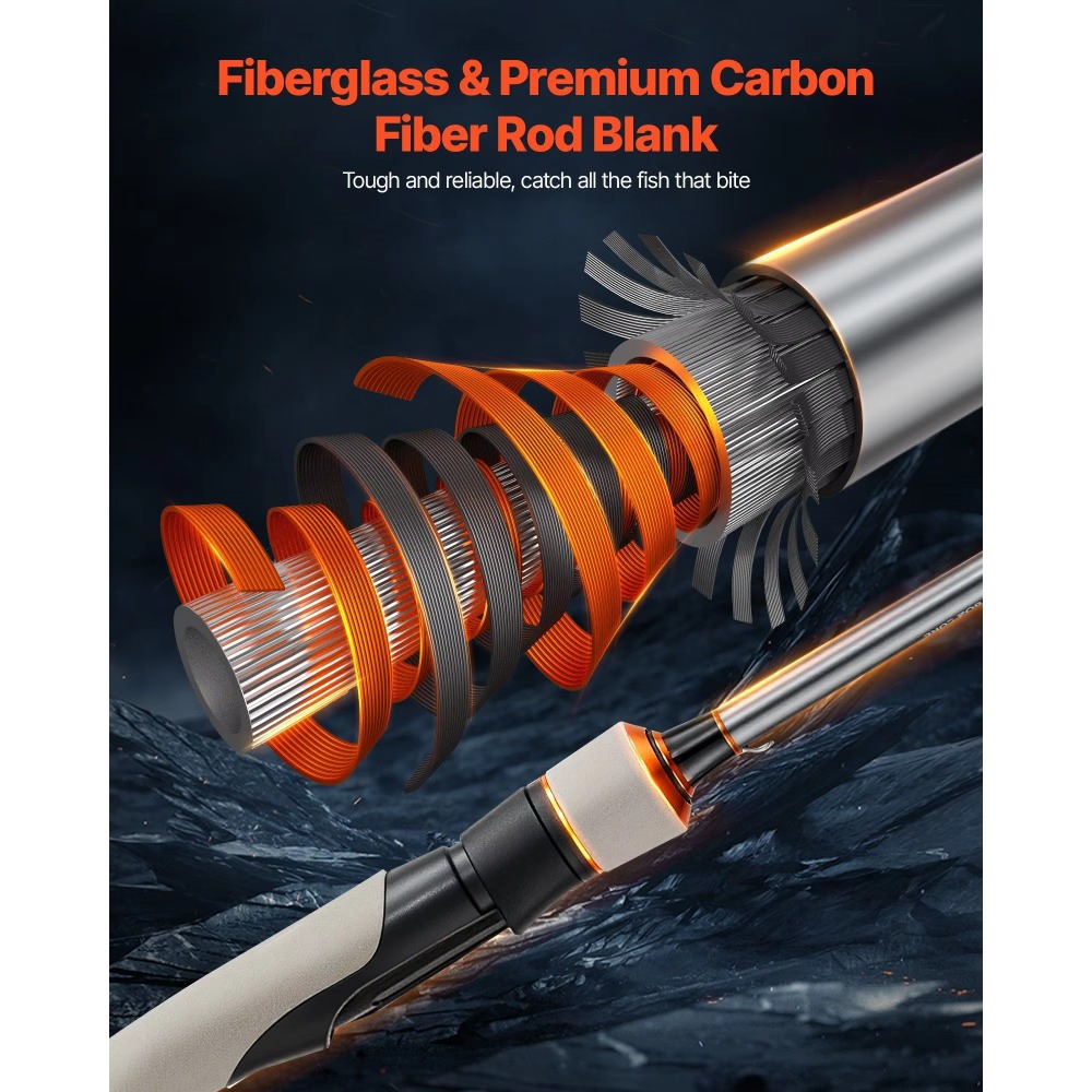 Carbon Fiber Bass Fishing Pole - Fishing Rod Combo のレビューと価格
