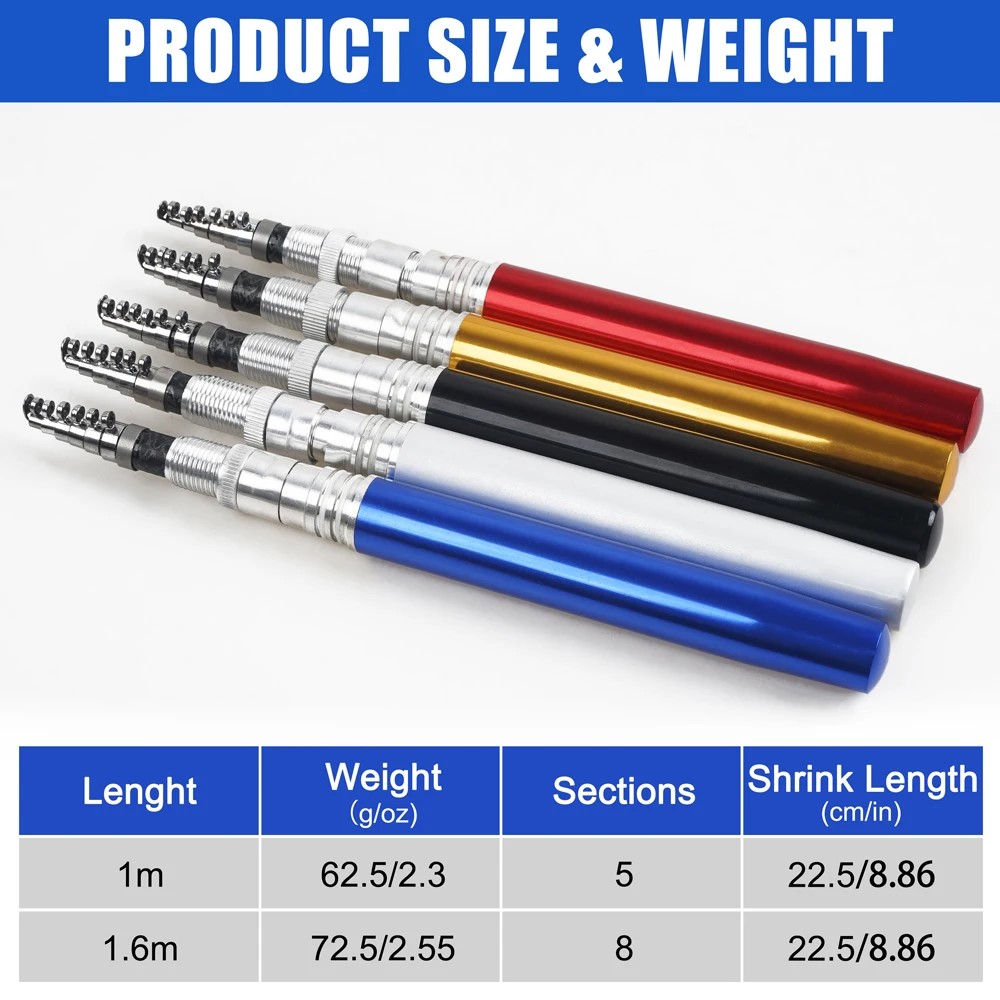 1.6m/1m Pocket Pen Fishing Rod - Fishing Rod Ice のレビューと価格